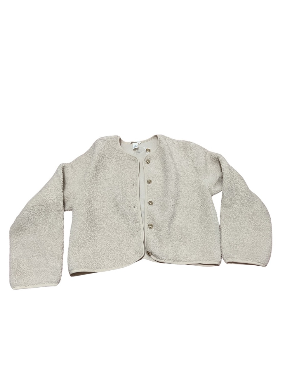 Cream Sherpa Button-Front Jacket